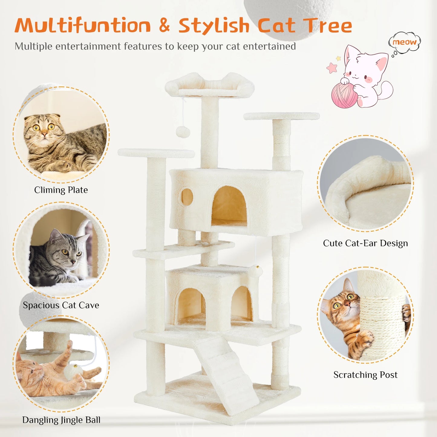 Multi-Level Cat Tree Tower for Indoor Cats