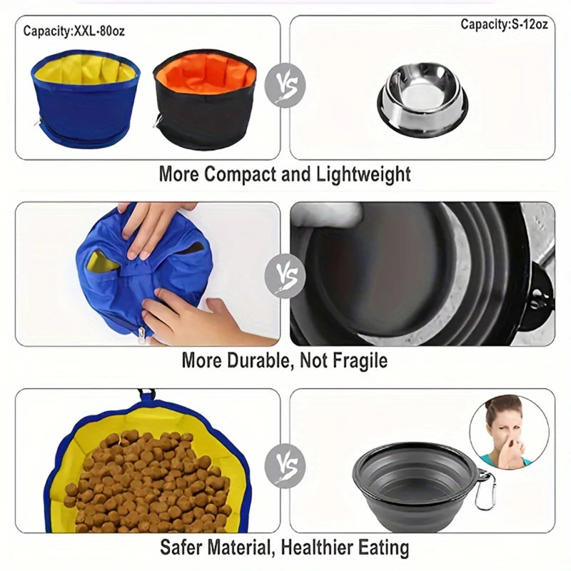Portable Collapsible Pet Water & Food Feeder Bowl